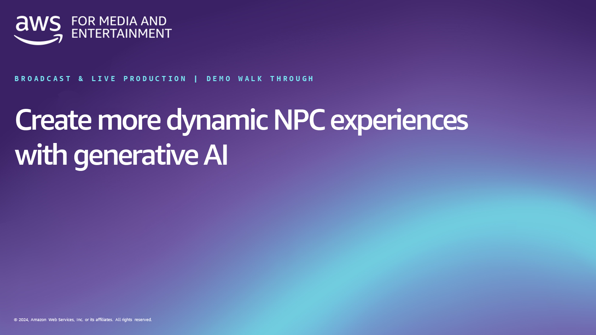 AWS 游戏行业解决方案 &ndash; 使用生成式人工智能创造更具活力的 NPC 体验
