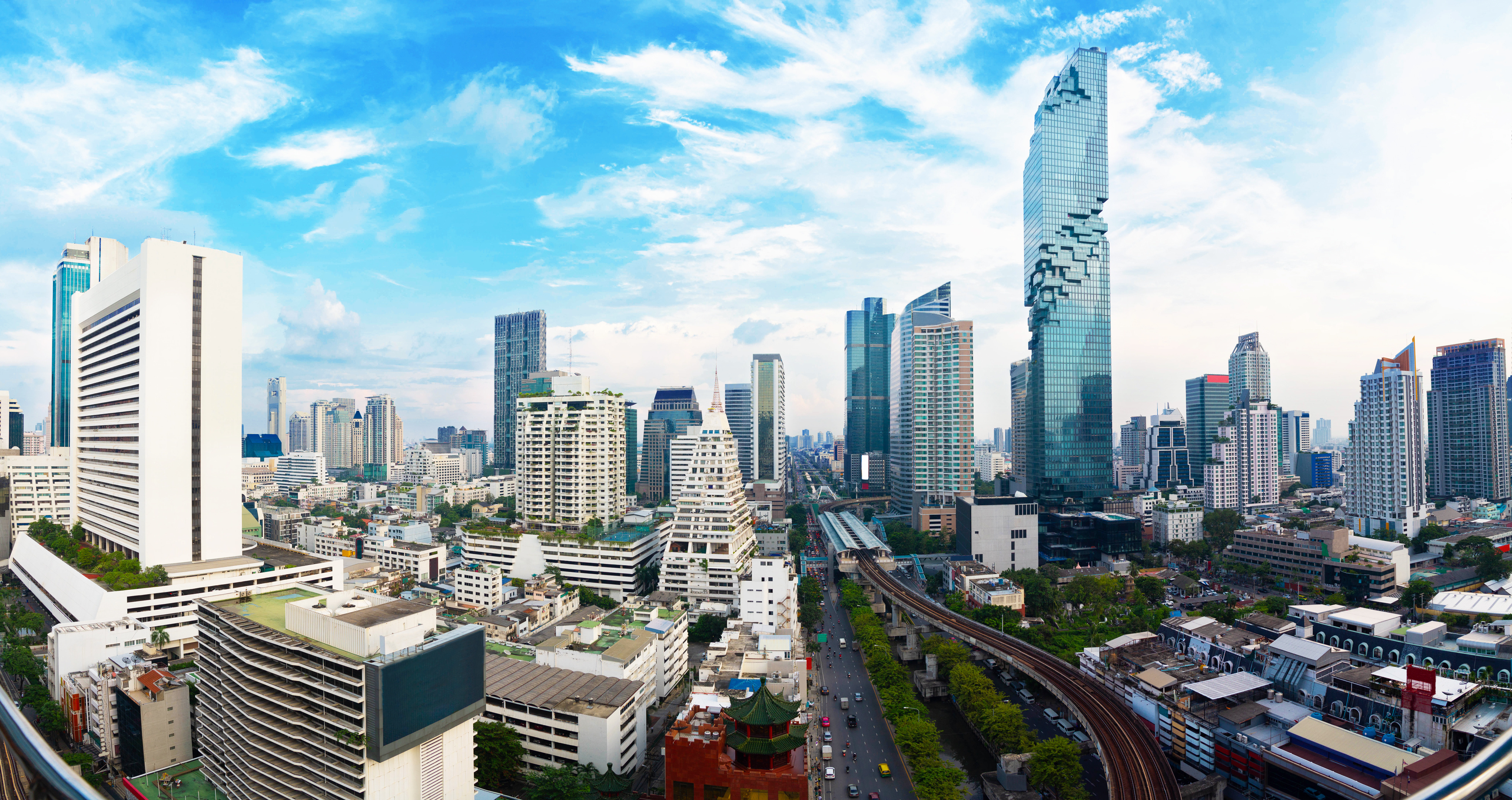 Panorama view Cityscape tower in Bangkok city in Asia Thailand 