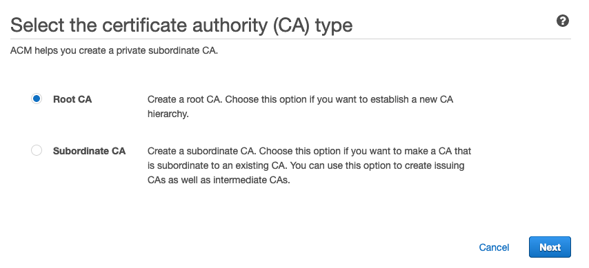 Select CA type