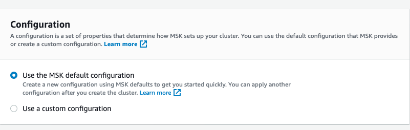 cluster configuration selection