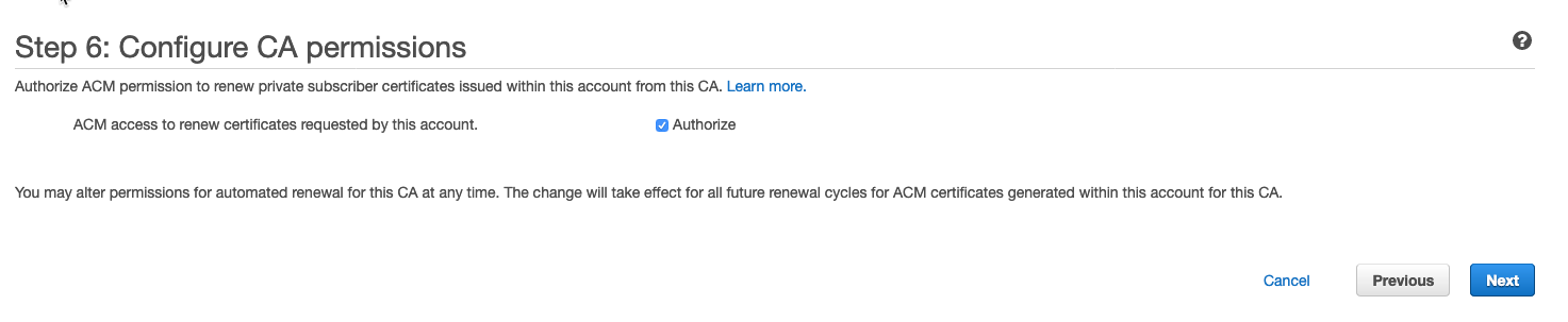 Specify the CA parameters