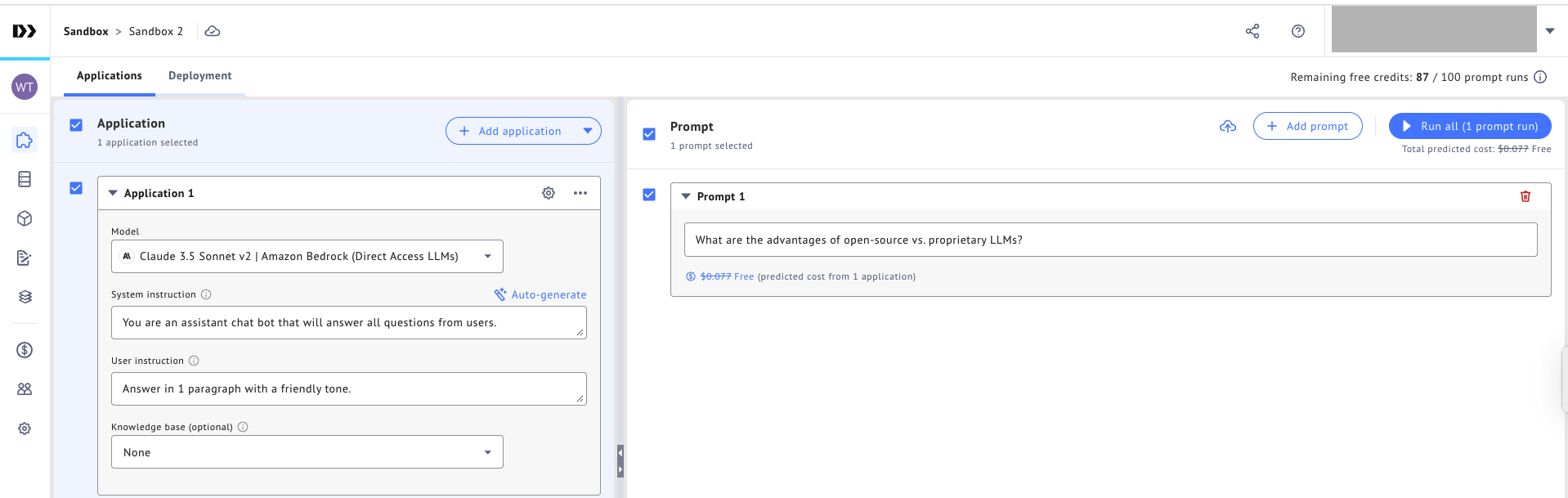 Application configuration in Datasaur LLM Labs