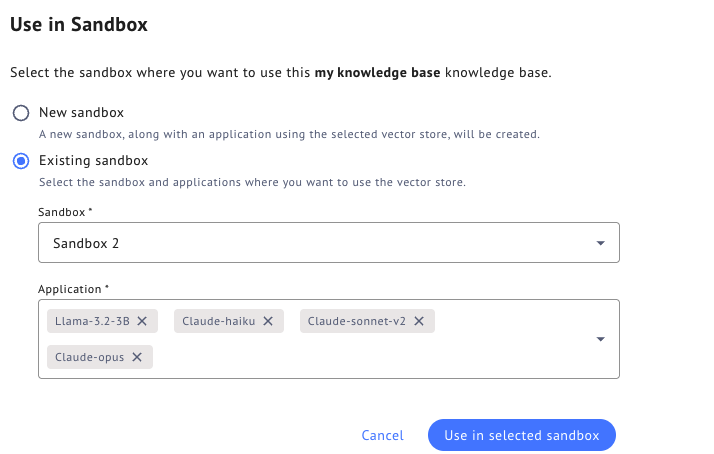 Knowledge base configuration in Datasaur LLM Labs