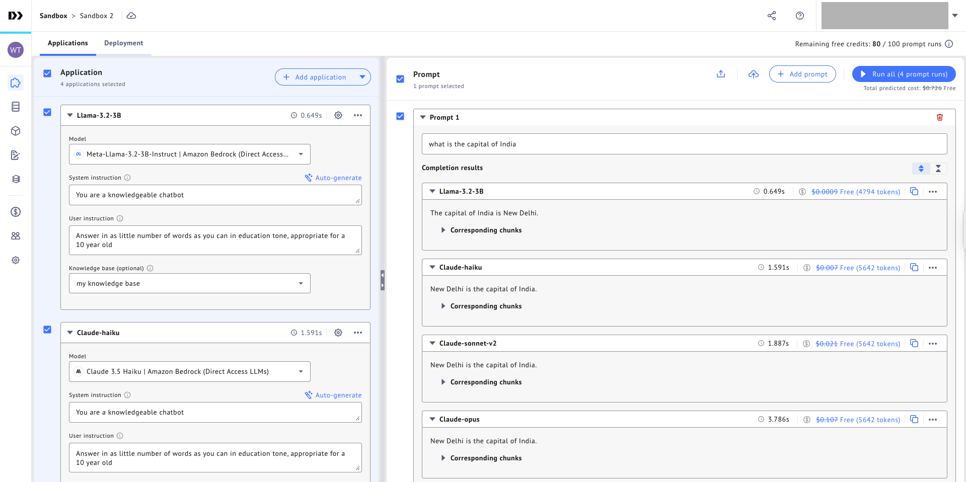 Send prompts in Datasaur LLM Labs