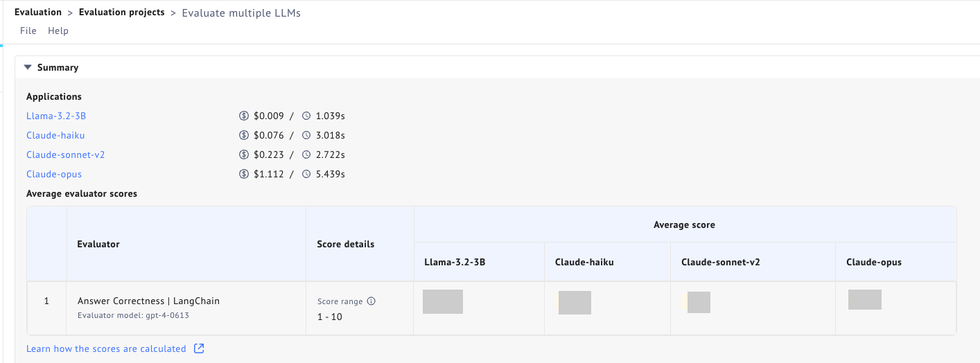 Answer correctness for LMM evaluation