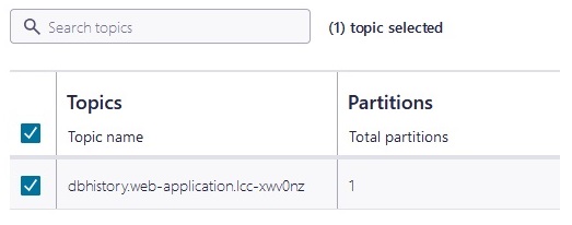 Topic dbhistory partitions