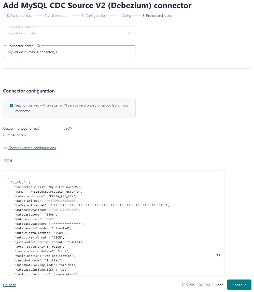 Add MySQL CDC Source V2 connector Review and launch