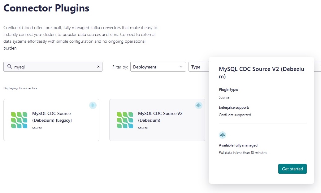 Confluent Cloud Connector Plugins MySQL