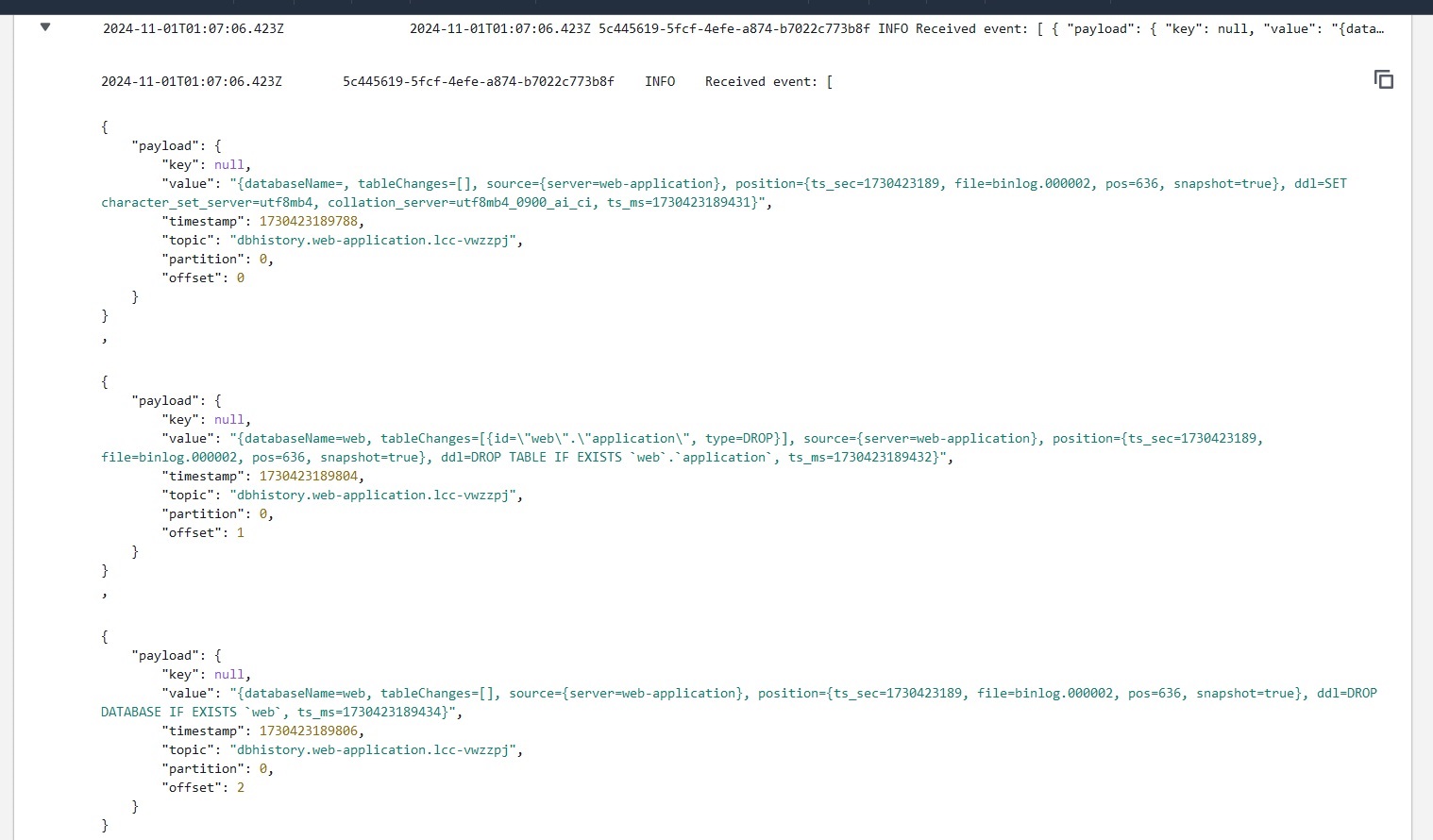 Amazon CloudWatch AWS Lambda logs payloads