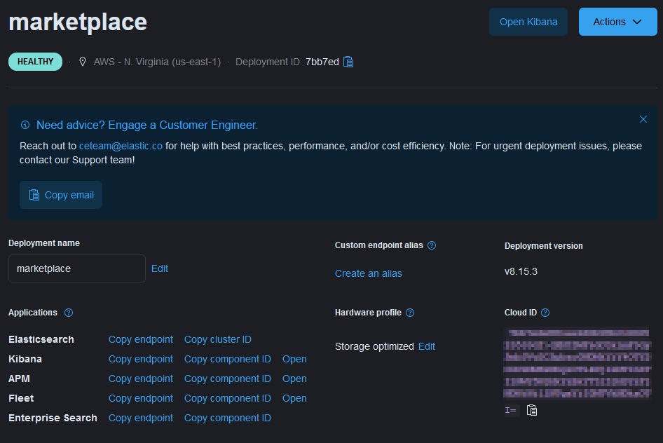 Get credentials for Elastic Cloud