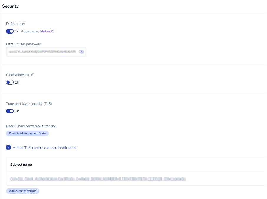 AWS Database configuration security settings