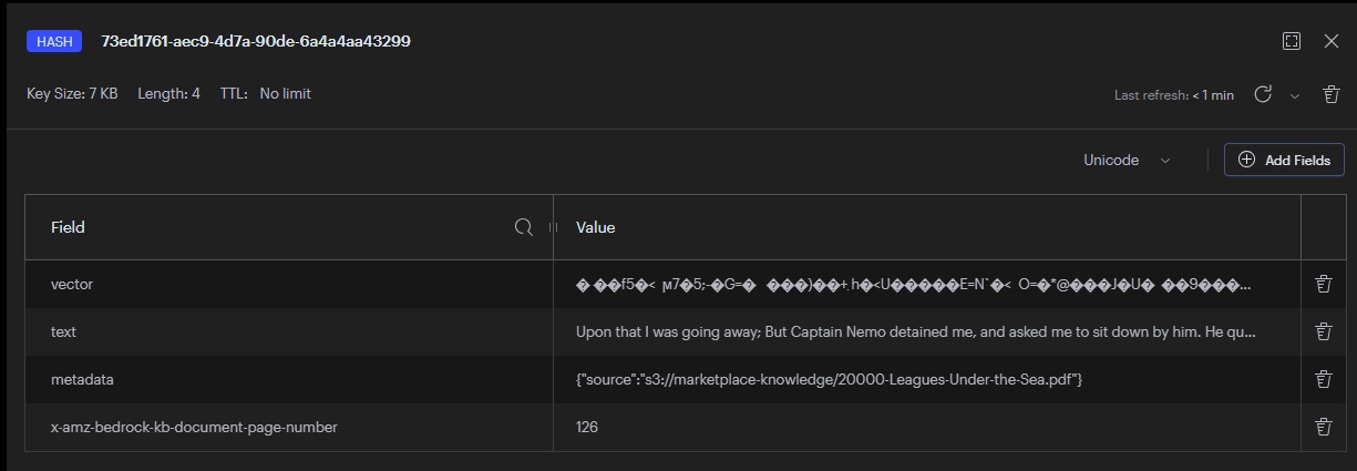 Redis vector index query result single hash