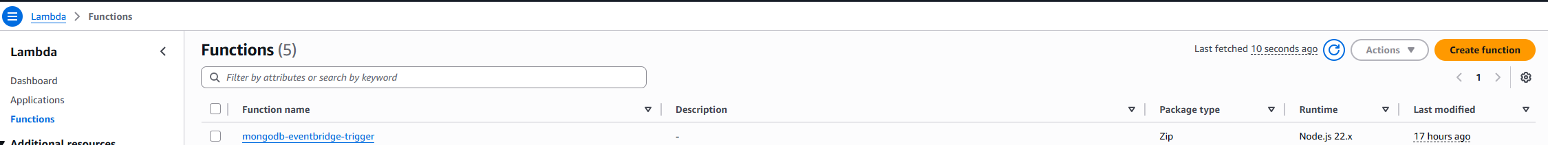 Create a function in AWS Lambda
