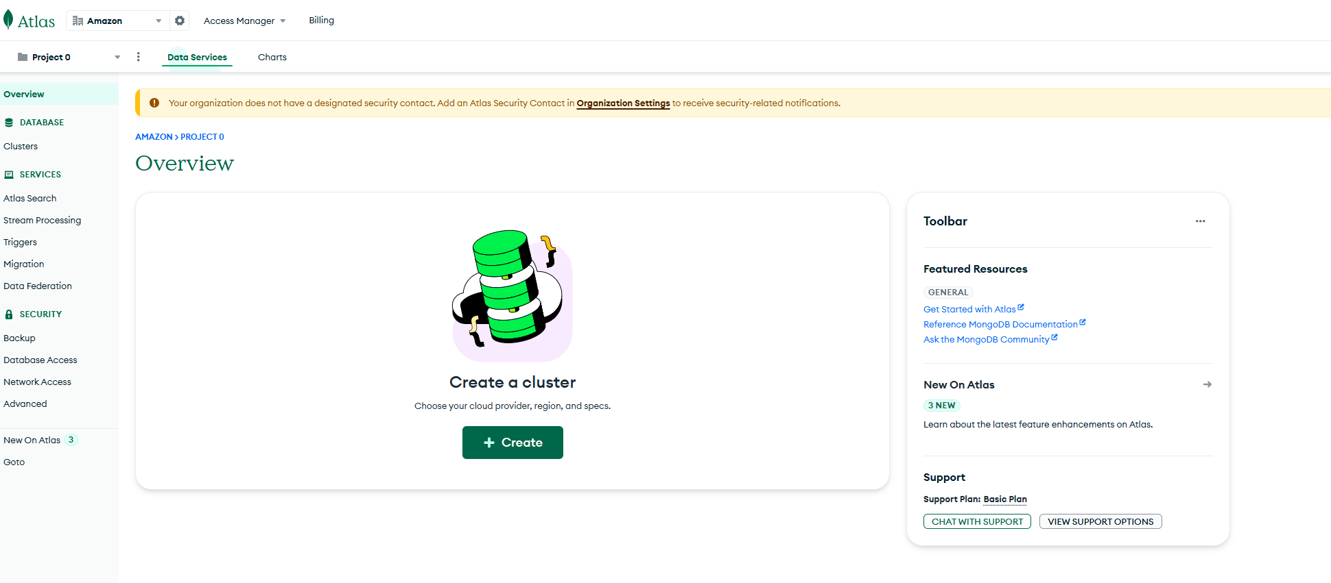 Spin up your MongoDB Atlas cluster