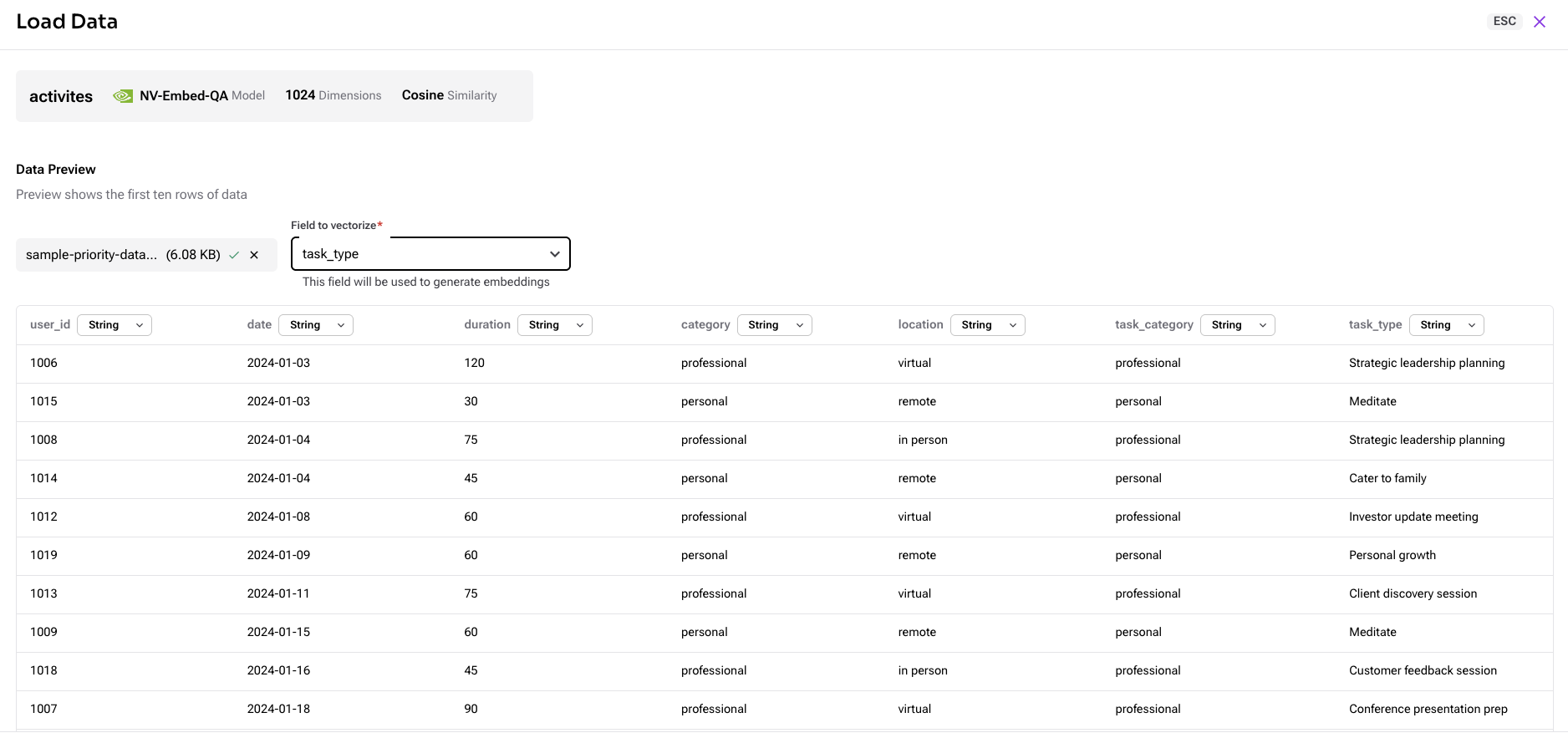 DataStax Nvidia Embed data loading