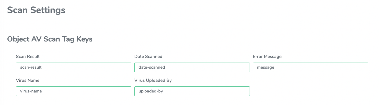 Amazon S3 Scan Settings Object AV Scan Tag Keys