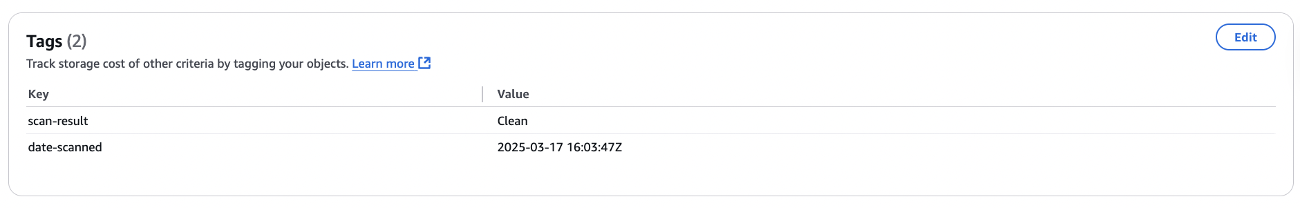 Antivirus for S3 Tags Key