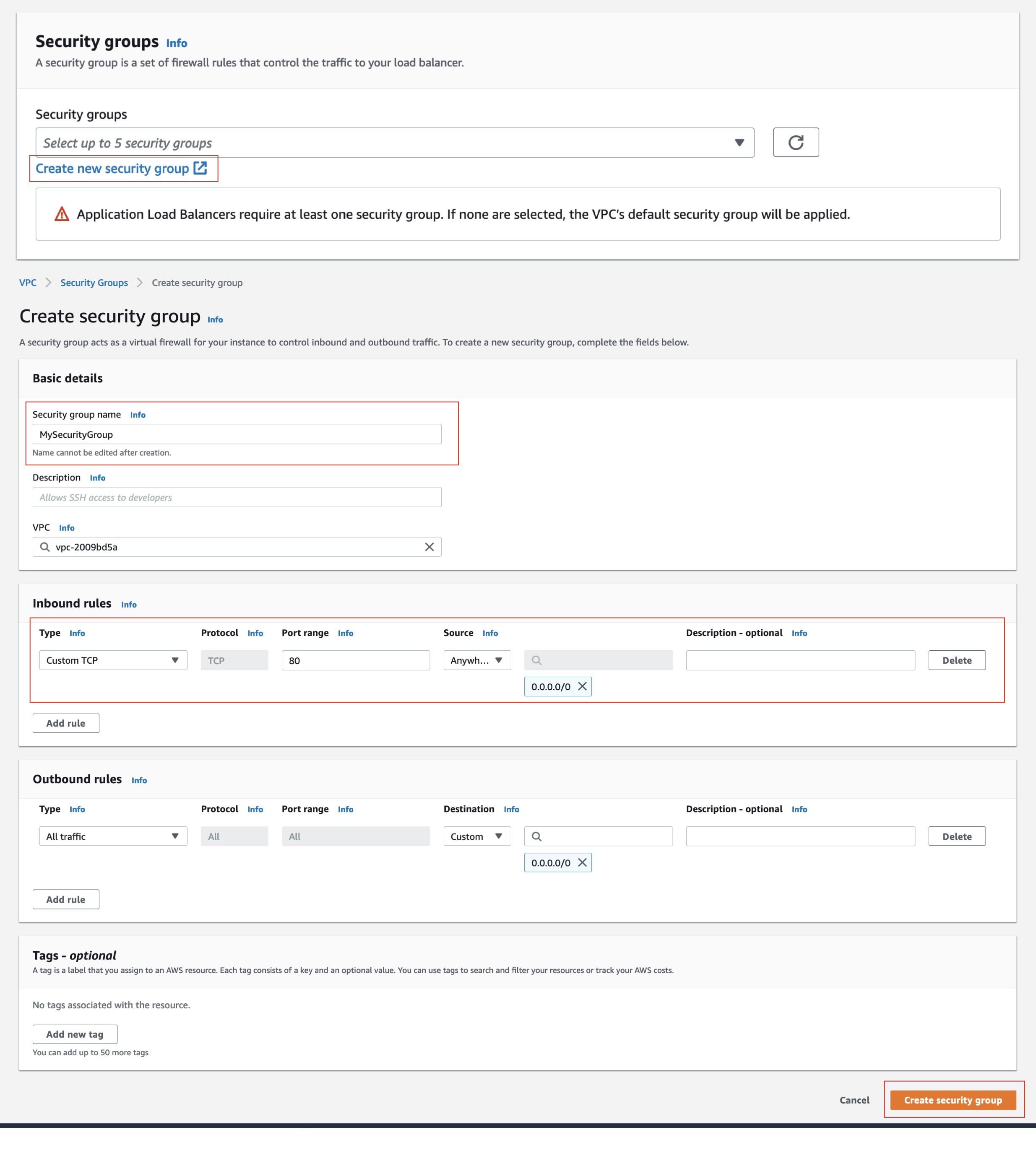 Configure Security Groups