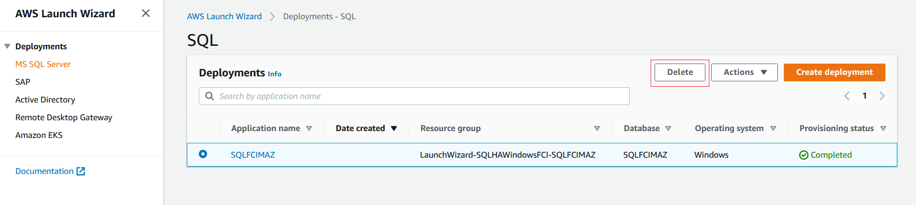 AWS Launch Wizard SQL Server Tutorial Clean Up