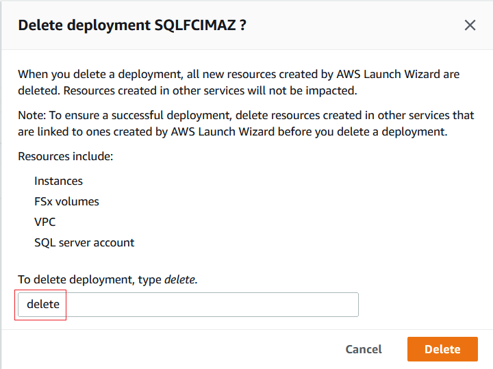 AWS Launch Wizard SQL Server Tutorial Clean Up