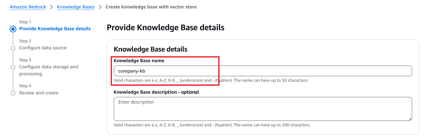 Amazon Bedrock Knowledge Base Details