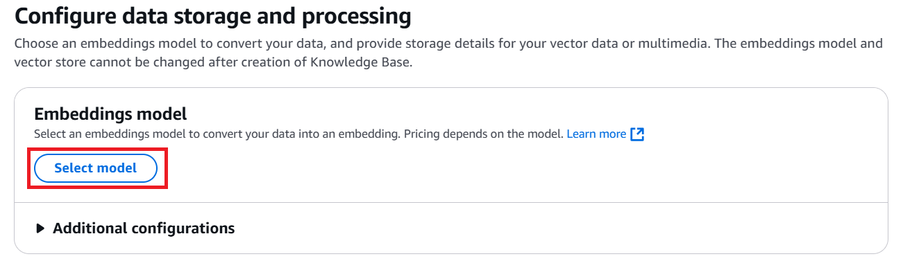 AWS Bedrock Configure Embeddings Model