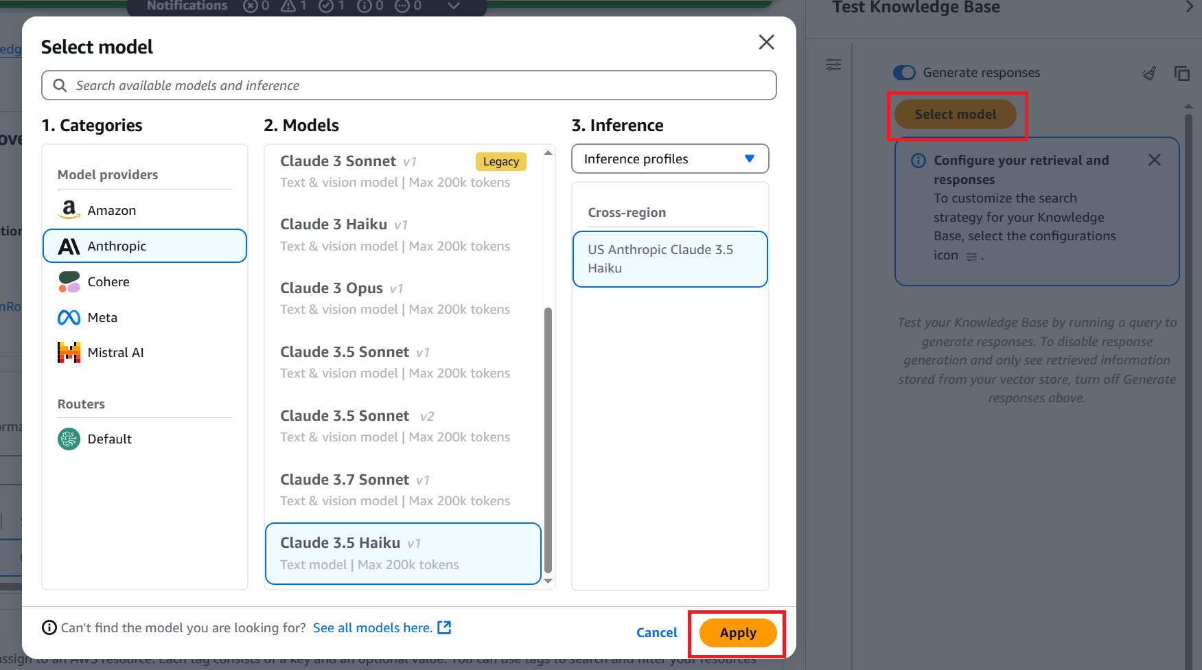 AWS Bedrock Select Anthropic Claude Model