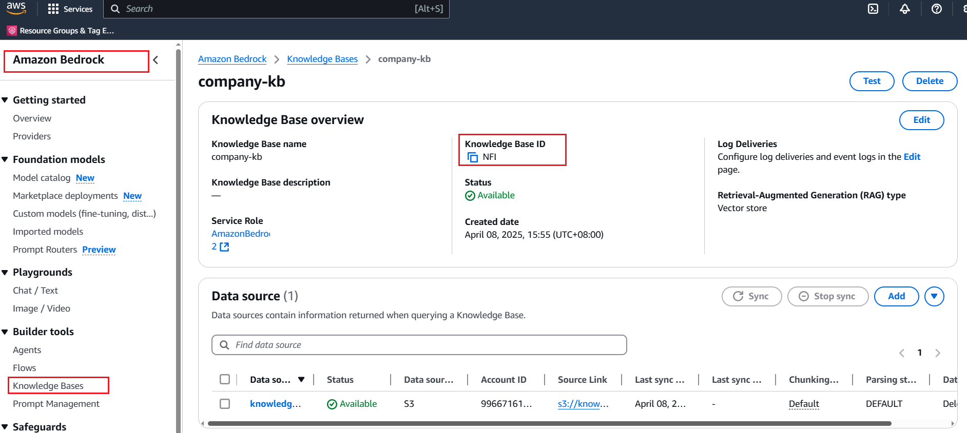 AWS Bedrock Knowledge Base Overview Dashboard