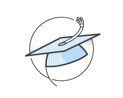 Illustration of a graduation cap representing AWS Educate student registration.