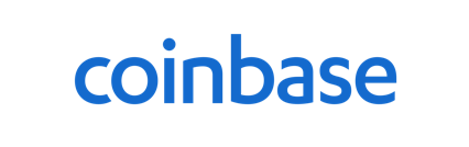 The Coinbase logo in blue lowercase letters.