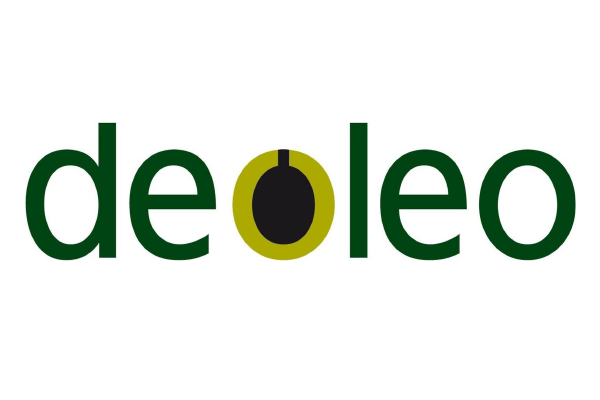 Deoleo logo featuring green text with a stylized olive design incorporated into the letter 'o'.