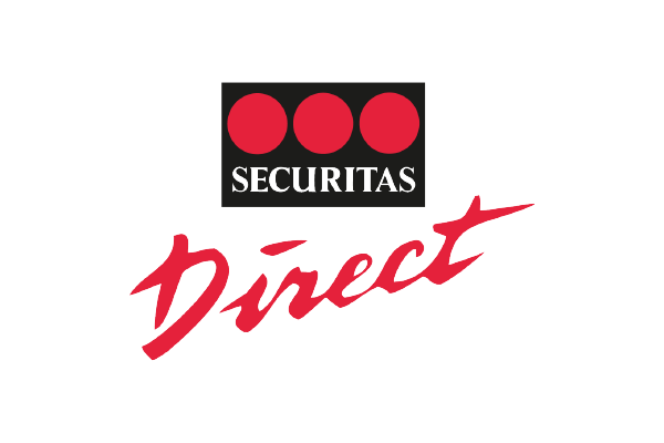 Securitas Direct logo featuring three red circles above the company name in black and the word 'Direct' in red script below.