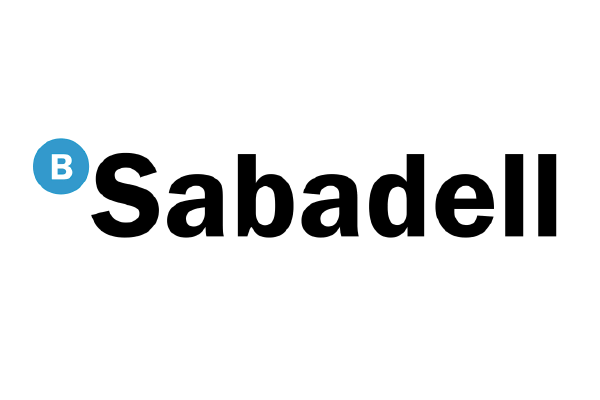 Logo of Banco Sabadell featuring a blue circle with a white 'B' and the black text 'Sabadell'.