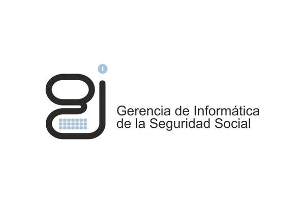 Logo of Gerencia de Informática de la Seguridad Social, featuring a stylized 'gi' symbol and accompanying text on a white background.