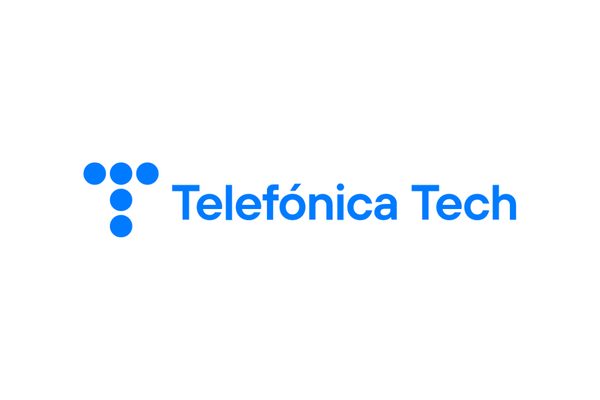 The Telefónica Tech logo in blue on a white background.