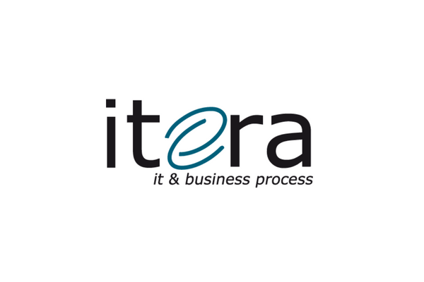 Logo for Itera featuring the text 'itera' with a stylized 'e', and the words 'it & business process' below the main logo text.