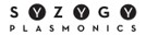 "Syzygy Plasmonics logo with bold black letters and circular designs inside the 'Y's."