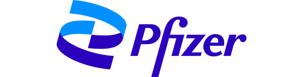 Pfizer logo in blue with a transparent background