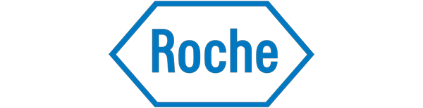 The blue Roche logo featuring the company name inside a blue hexagonal border.