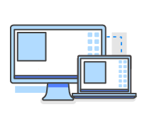 Illustration of a computer monitor and laptop representing cloud workspace optimization.