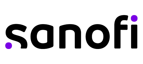 Sanofi Concierge logo with black text and two purple accents on a white background.