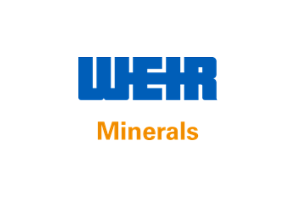 The Weir Minerals logo featuring the word 'WEIR' in blue uppercase letters and 'Minerals' in orange text below, on a white background.