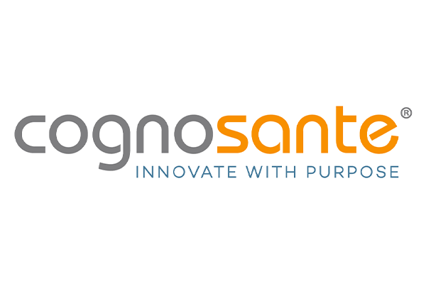 Logo of Cognosante with the tagline 'Innovate With Purpose' in gray and orange text on a white background.