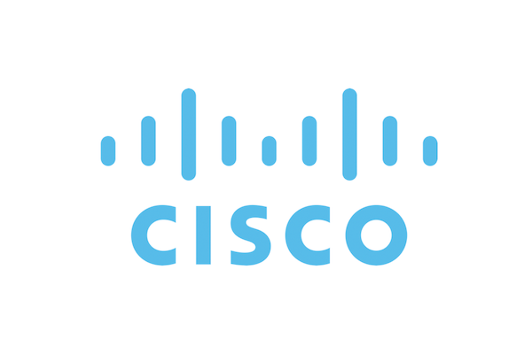 Cisco logo in blue on a white background