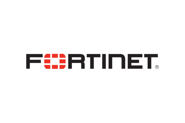 The official logo of Fortinet, featuring the company name in black text with a distinctive red graphic element in the letter 'O'.