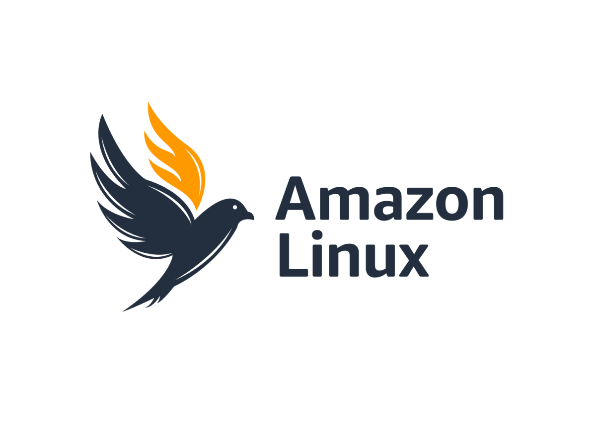 Amazon Linux logo featuring a stylized bird with orange and dark blue wings next to the text 'Amazon Linux'. Partner branding image.