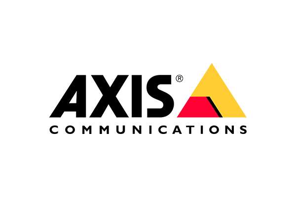 The official logo of Axis Communications, featuring the brand name alongside a distinctive yellow and red triangular graphic.