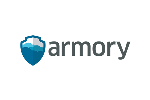 Armory company logo featuring a shield icon and the word 'armory' in modern font.