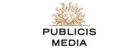 The logo for Publicis Media, featuring a gold and black color scheme. It is used as a customer reference graphic asset.