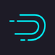 Blue outline Databricks-inspired logo on a black background, 80x80 pixels.